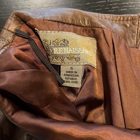 Renaissance Brown Leather Skirt Size 6 - Picture 2 of 7